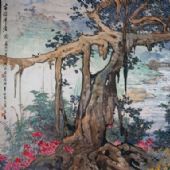 古榕伴清流 140.5 X 363cm 1994