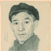 李斛：《自畫像之九》 1974年 紙本鉛筆 33.8×27.2cm_