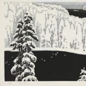 白山黑水，58×42cm，黑白木刻，1981