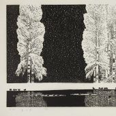 春江雪，44.5×69.5cm，黑白木刻，1998