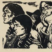 觀眾，54×33cm，黑白木刻，1981