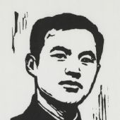 《社會主義在中國的傳播》鄧中夏烈士，13×9.5cm，黑白木刻，1982