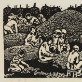 秋實，30×56cm，黑白木刻，1982