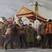 十里長街（萬眾心相隨）- 林崗，葛鵬仁 油畫 150x310cm 1976 中國國家博物館藏