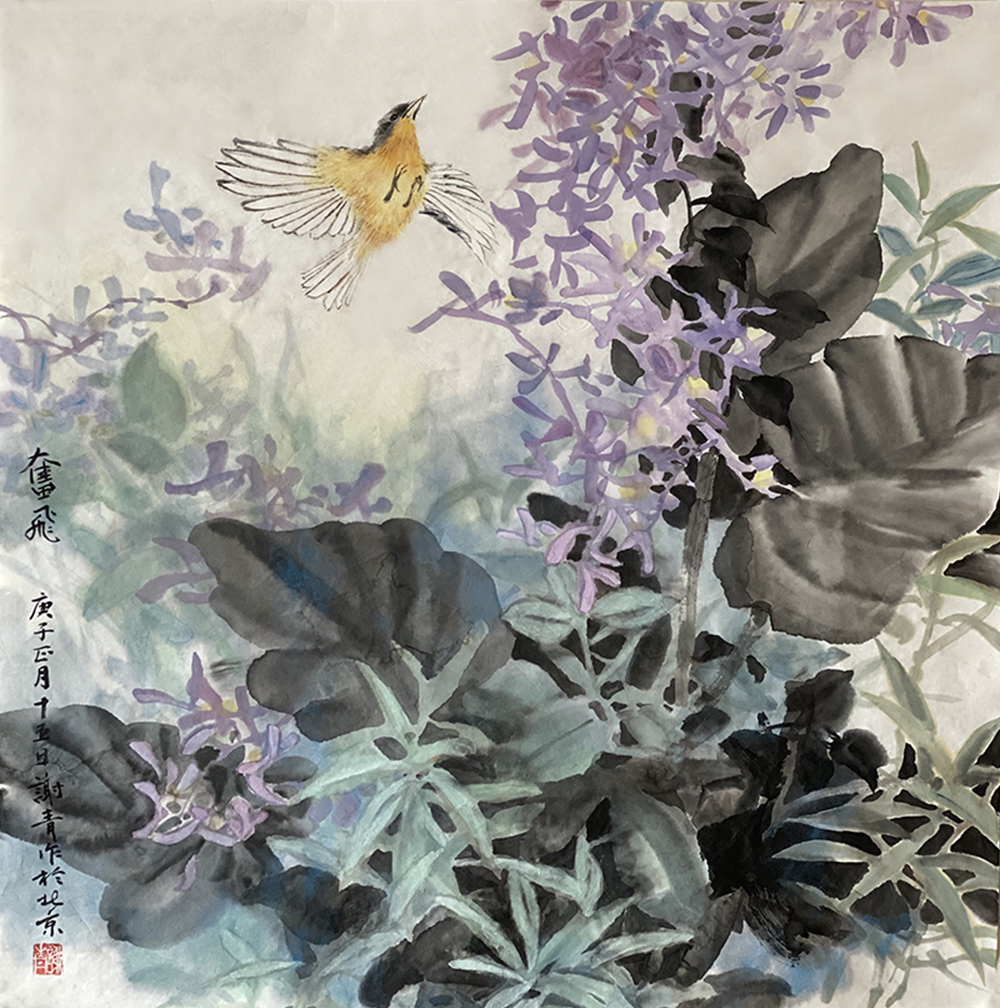 謝青 中國畫《奮飛》2020年，68x68cm.jpg