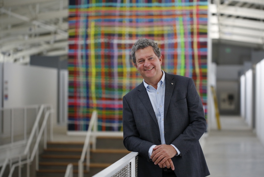 Gordon Knox, president of the San Francisco Art Institute, stands in the institute’s new campus inside the historic Herbst Pavilion at the Fort Mason Center for Arts & Culture in 2017. Photo by Leah Millis. Courtesy The Chronicle.jpg