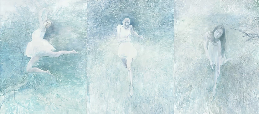 He Duoling, Memories of Garden – Nymph, 2018; Oil on canvas, 200x450cm.png