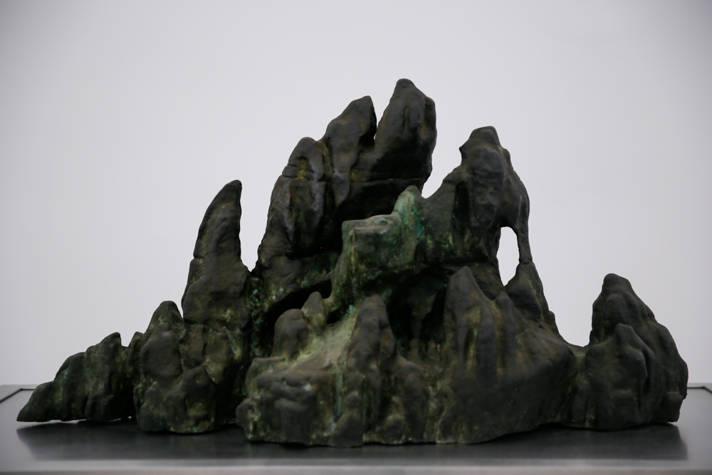 Small Floating Island of Immortals, 2013-2019, Unique, Bronze, colored with burning incense, 90x45x55cm, Exhibition View  ??CAFA ART INFO Photo by Hu Sichen 18.jpg