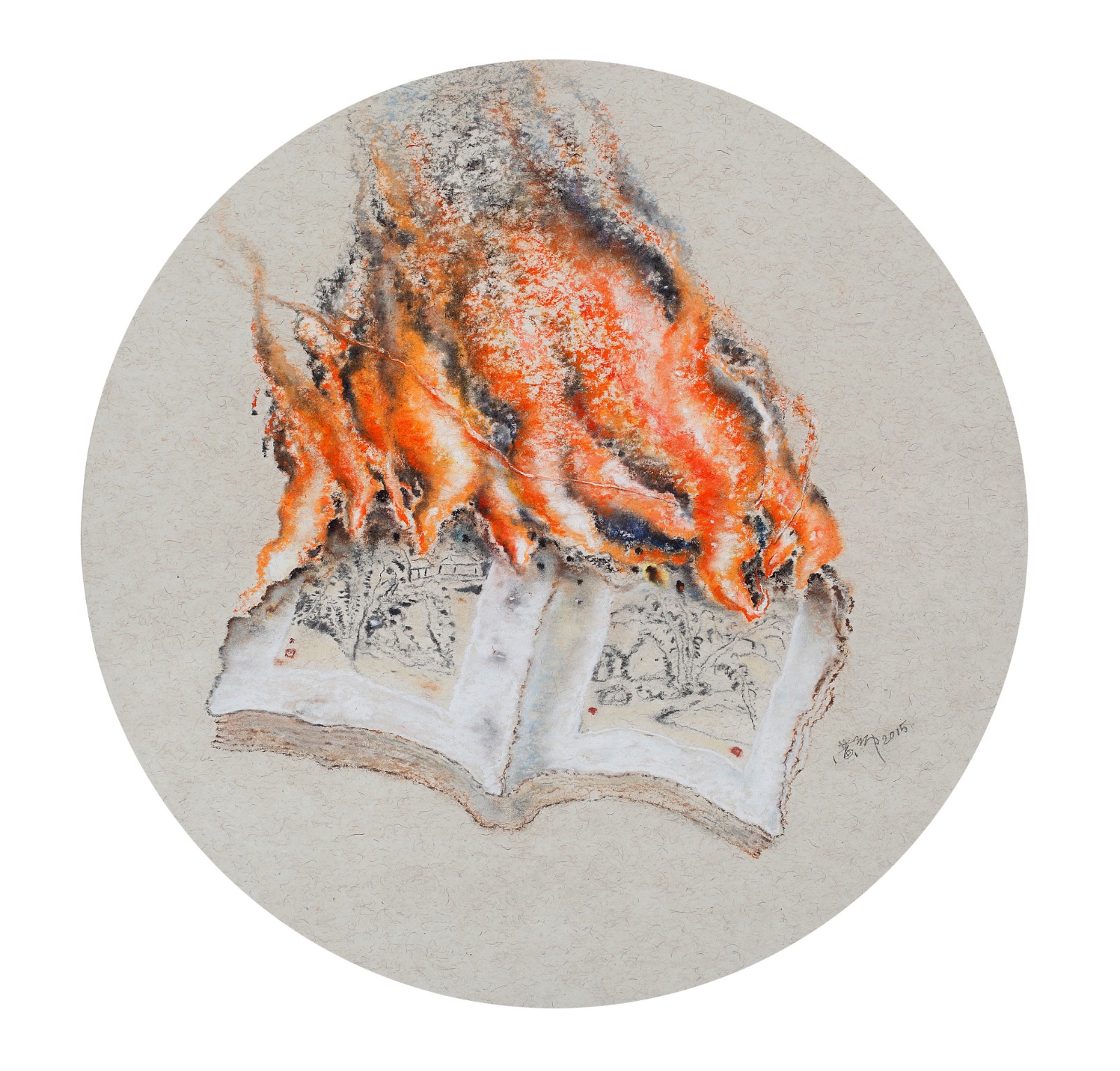 16 Huang Yong, Spontaneous Combustion, 52x52cm, Pastel on paper, 2014.jpg