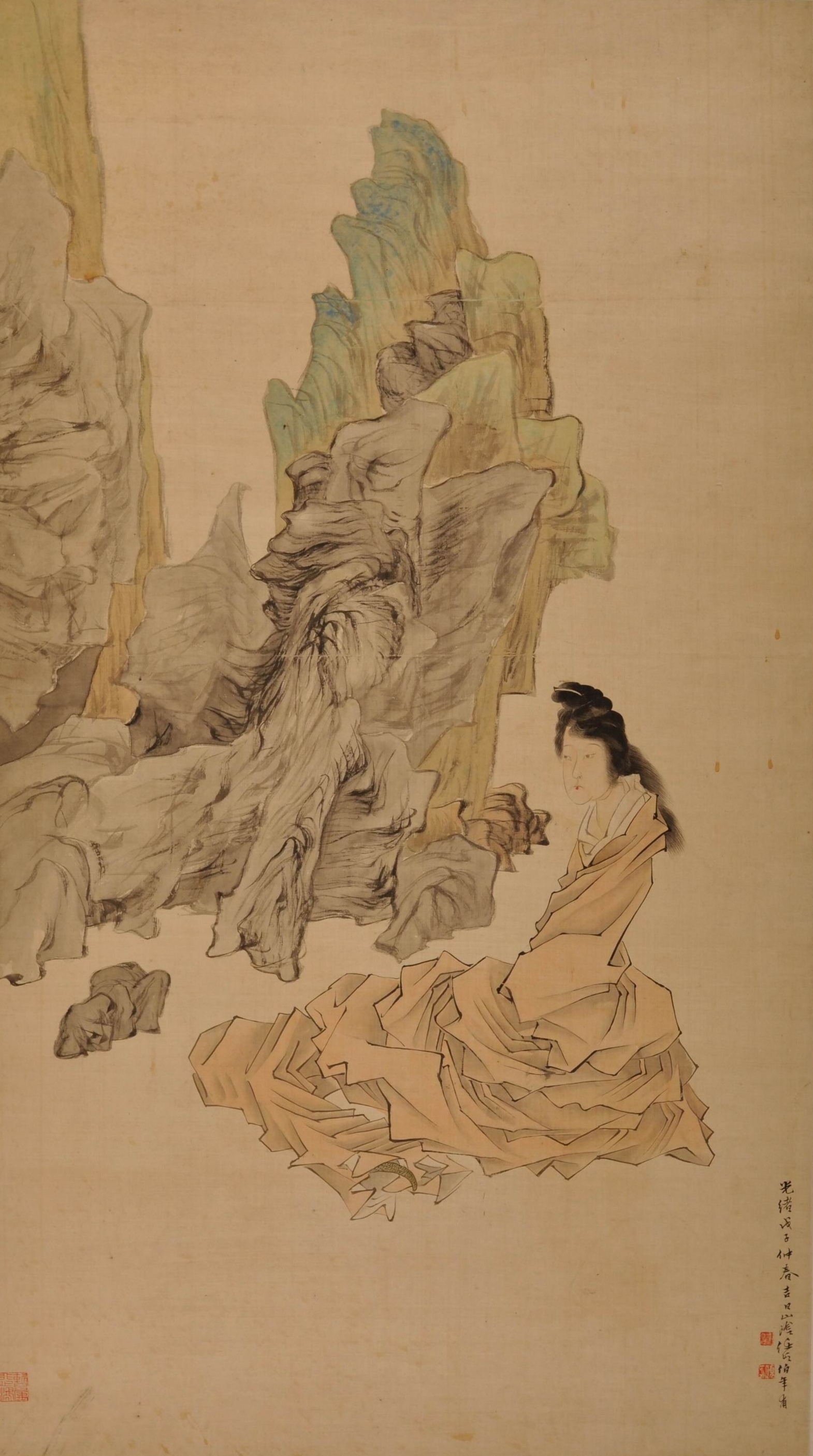 圖4、任伯年 《女媧煉石》 紙本設(shè)色 118×66cm 1888年 ?徐悲鴻紀(jì)念館藏.jpg