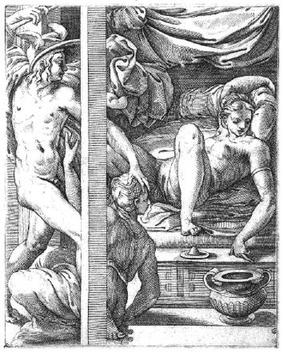 圖11 1527 Mercury and Herse from the  Loves of the Gods (Bartsch 9-23), Caraglio, 12 after Perino del Vaga, 2 after Rosso.jpg