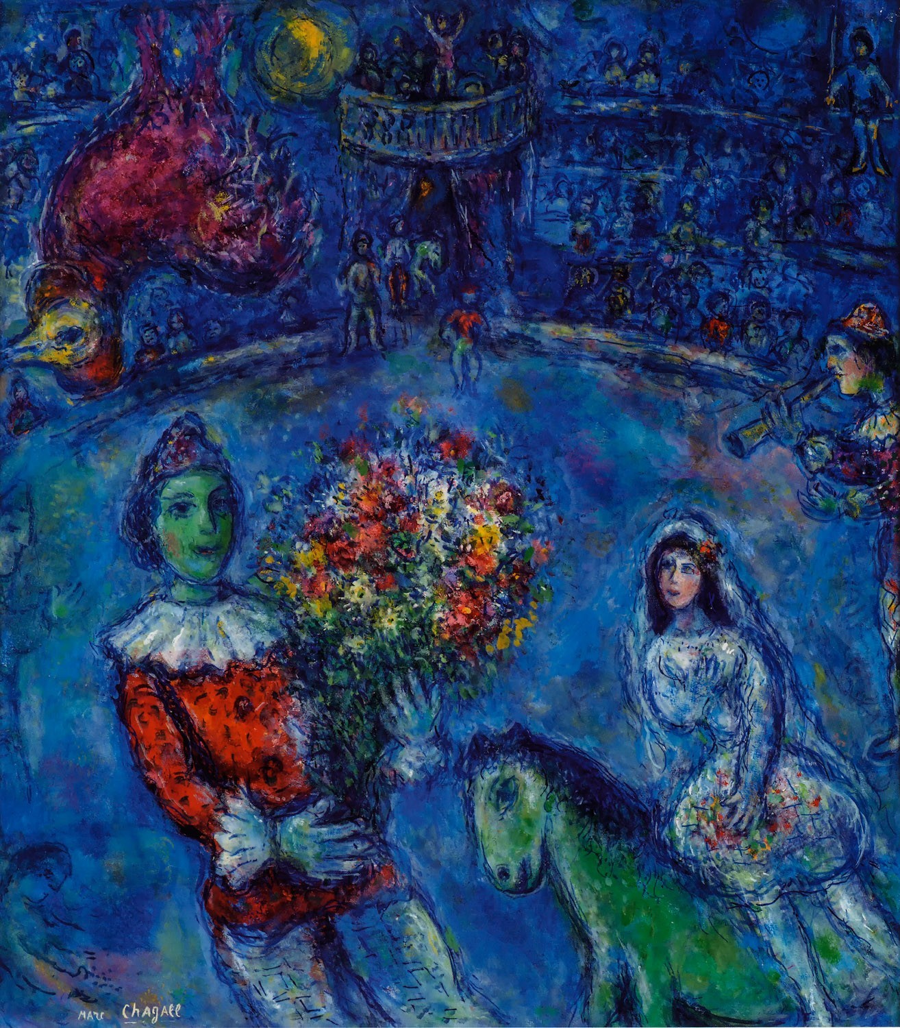 Marc Chagall, The Violet Rooster, mixed material painting, canvas, oil paint, ink, 89.3×78.3cm, 1966-1972.jpg