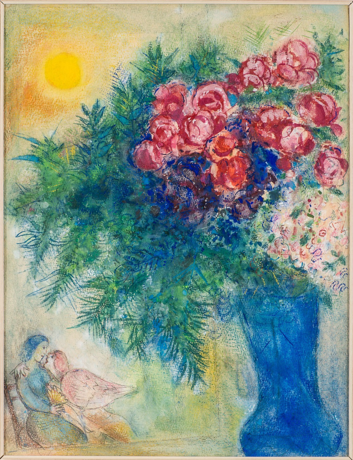 15 Marc Chagall, Lovers with Flowers, Mixed-material painting, watercolor, gouache, pencil, paper, 66×52cm, 1935-1938.jpg