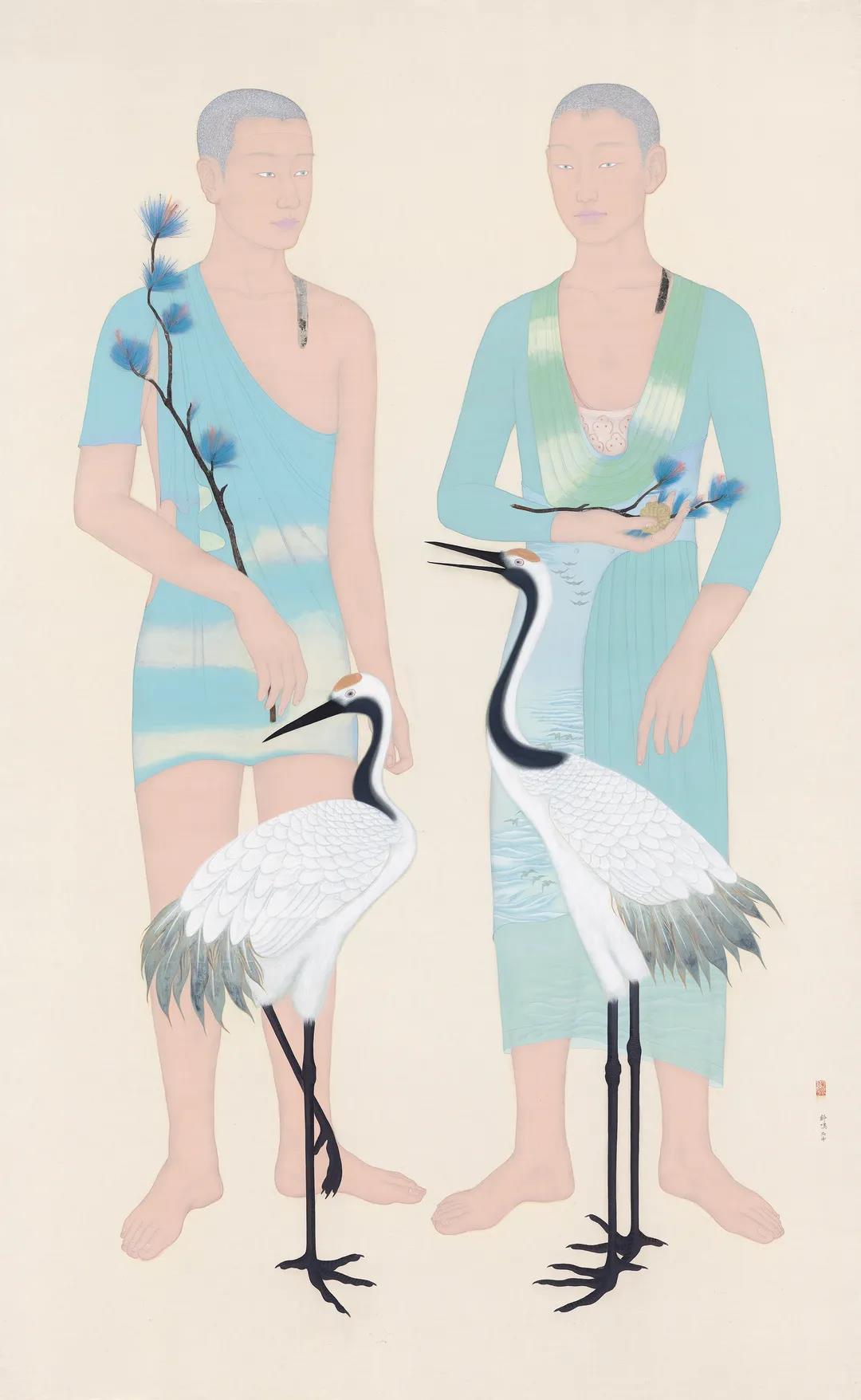 祝錚鳴，翠隱，193×120cm，絹本設(shè)色，2016.jpg