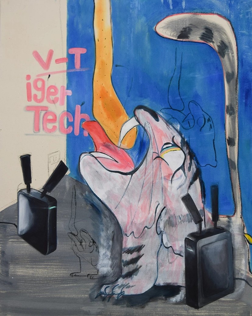 Kaito Itsuki, V-Tiger Tech, Oil and charcoal on canvas, 91x72cm, 2017.jpg