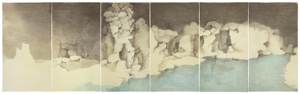 Shen Qin, Mountain House of Sliced Stones, 2021, Ink and Color on Paper,　176.5x585cm（176.5x97.5cmx6）.jpg