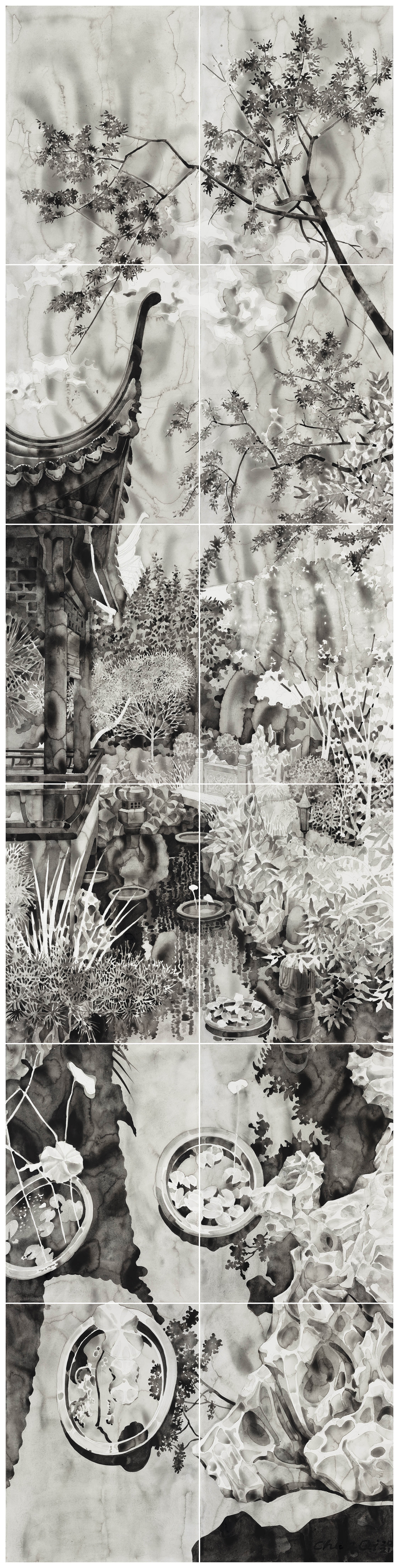 陳琦 Chen Qi，梁園 Liang Garden，456x112cm（76x56cmx12），紙本水墨 Ink on Paper，2020 新.JPG