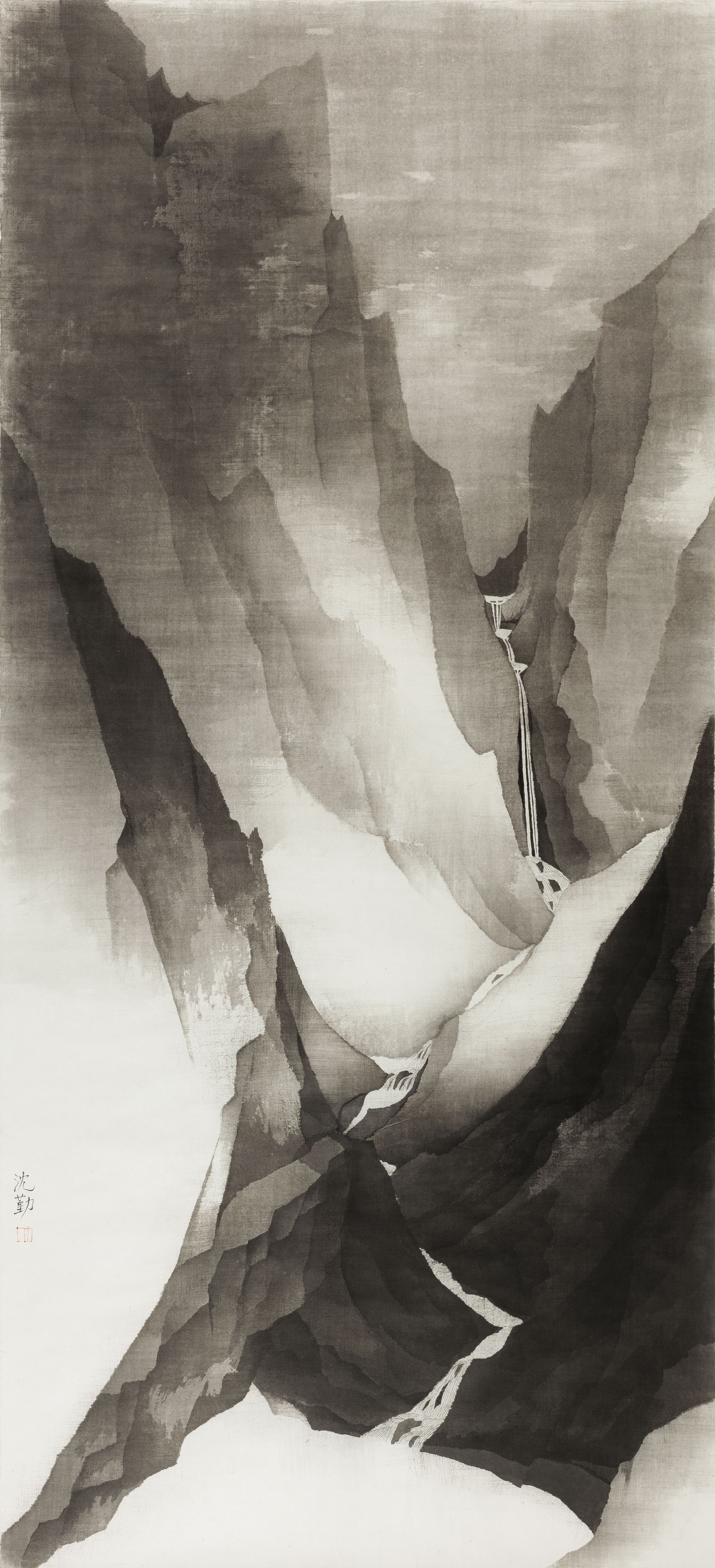 沈勤 Shen Qin，山（20-3） Mountain 20-3，178x82cm，紙本水墨 Ink on Paper，2020.jpg