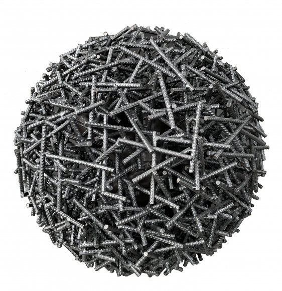 Li Hongbo, Standard Space-Sphere, 2021; Cast iron, rebar, 65x65x65cm.jpeg