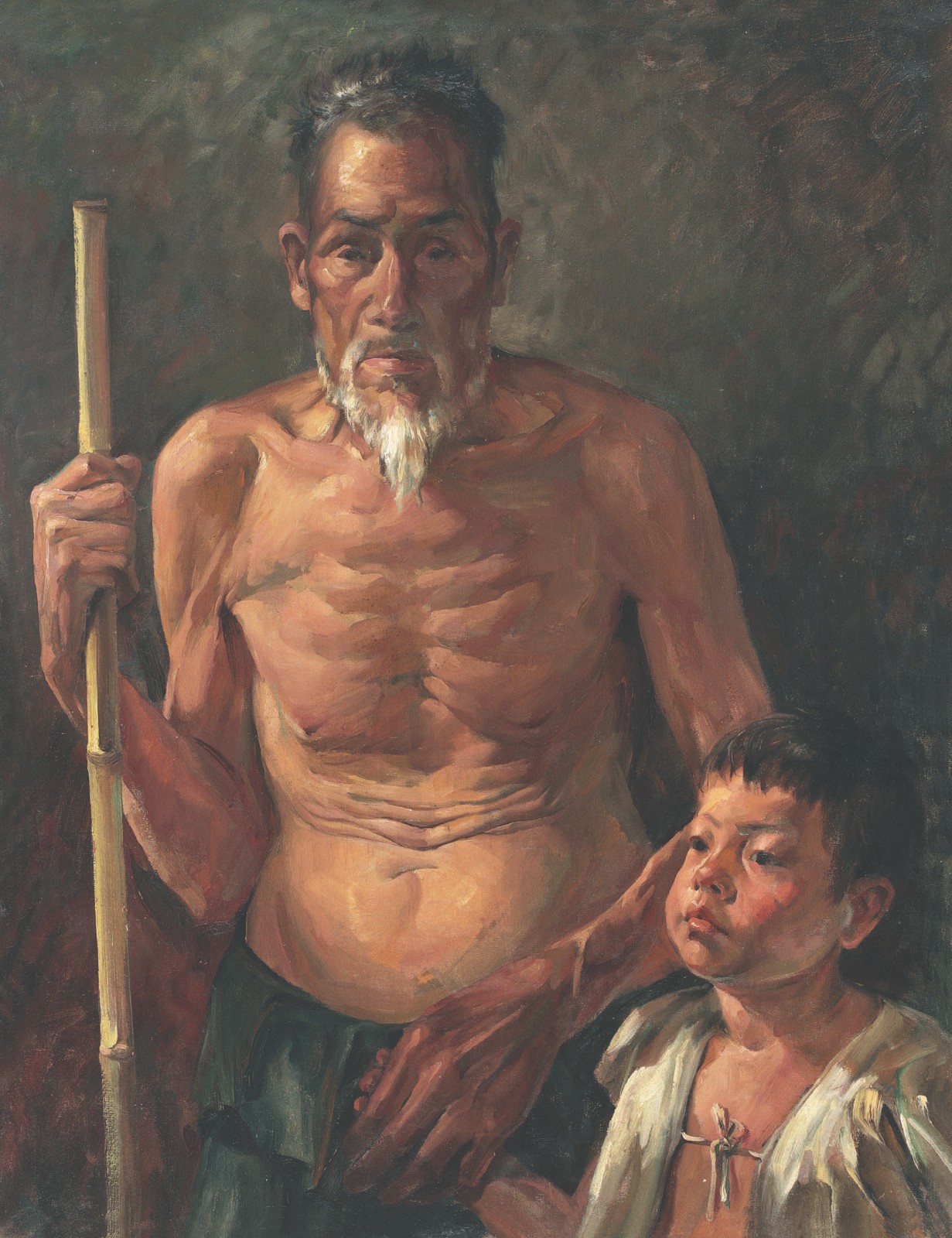 祖與孫（又名：窮人） 油畫 唐一禾 1943 84×65cm 中國美術(shù)館藏.jpg