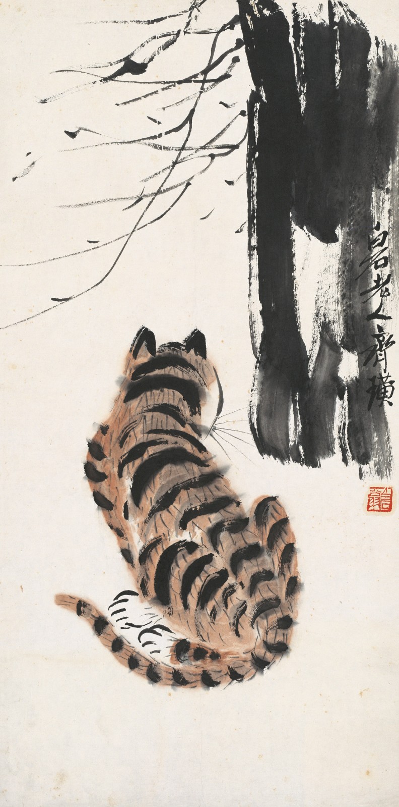 十二屬圖之三 虎圖 69.5×34.5cm 紙本設(shè)色 無年款.jpg