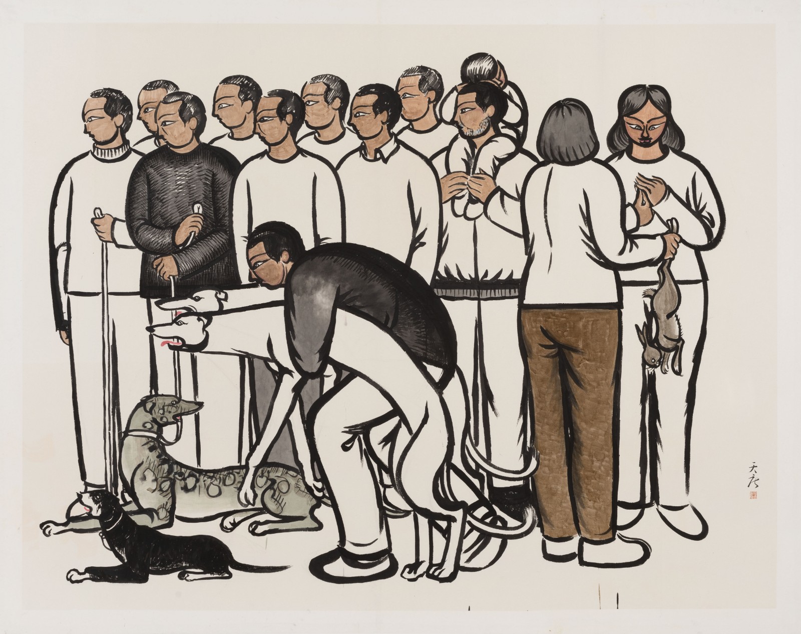 仝天慶 Tong Tianqing_眾 Crowds_紙本水墨設(shè)色 Ink and color on paper_240x310cm_2022.JPG