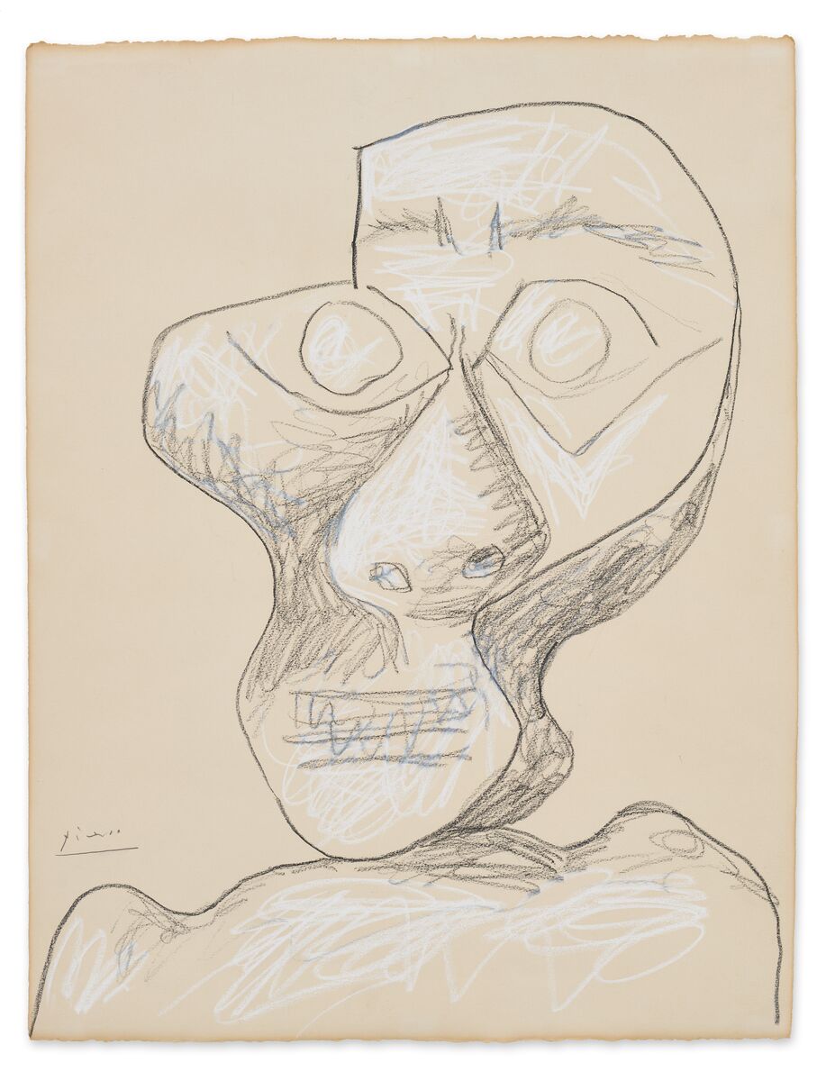 Pablo Picasso, 2 July 1972. Pencil and chalk on paper, 65.7x50.5cm..jpg