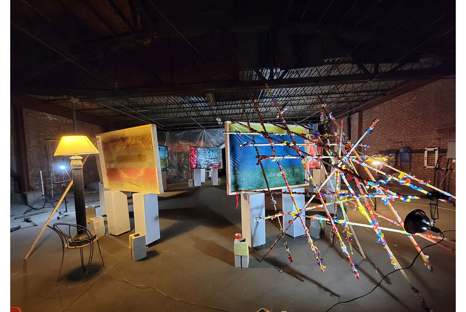 Assembling the sculptural installation at the center of A Lion for Every House, in the Floating Museum studio, May 2022. Photograph courtesy of Floating Museum..jpg