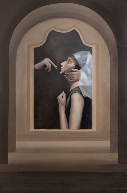 Suyi Xu, A Woman under the Influence, 2021. Oil on canvas, 72x48 inches ?Suyi Xu, Photograph by Xi Zhou, courtesy of Fou Gallery.jpg