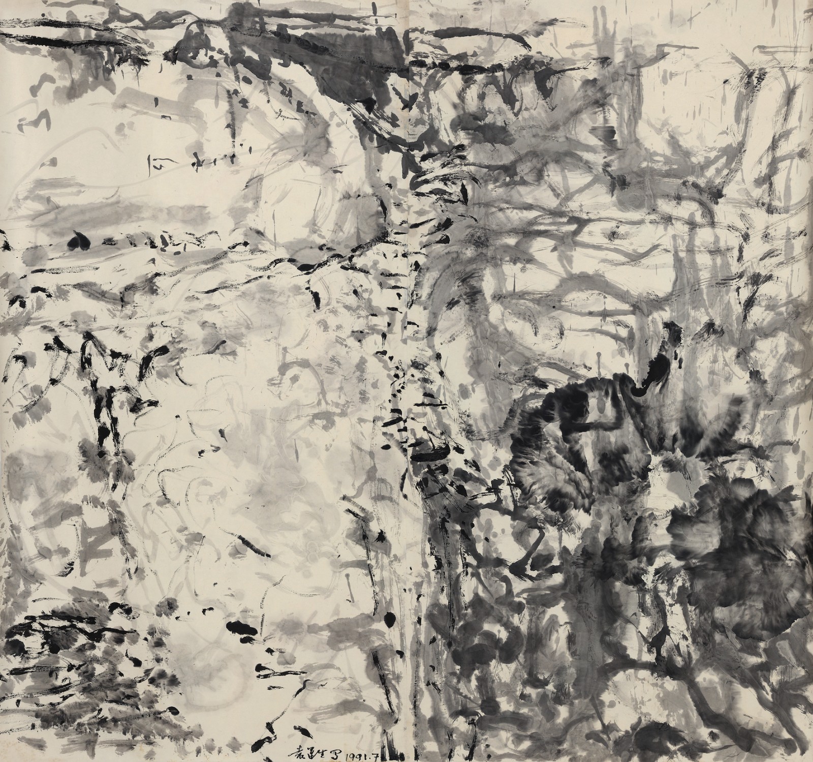 袁運(yùn)生 Yuan Yunsheng，《見·山》See·Mountain，紙本水墨 Ink on paper，180×193cm，1991.jpg