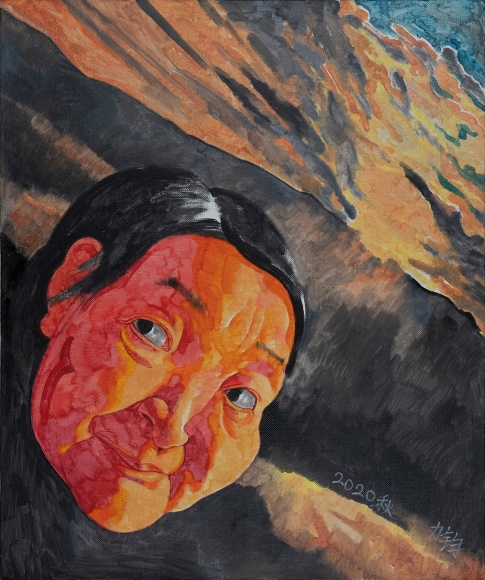 Fang Lijun, Fell 2020, 2020. Oil on canvas, 60x50cm.jpeg