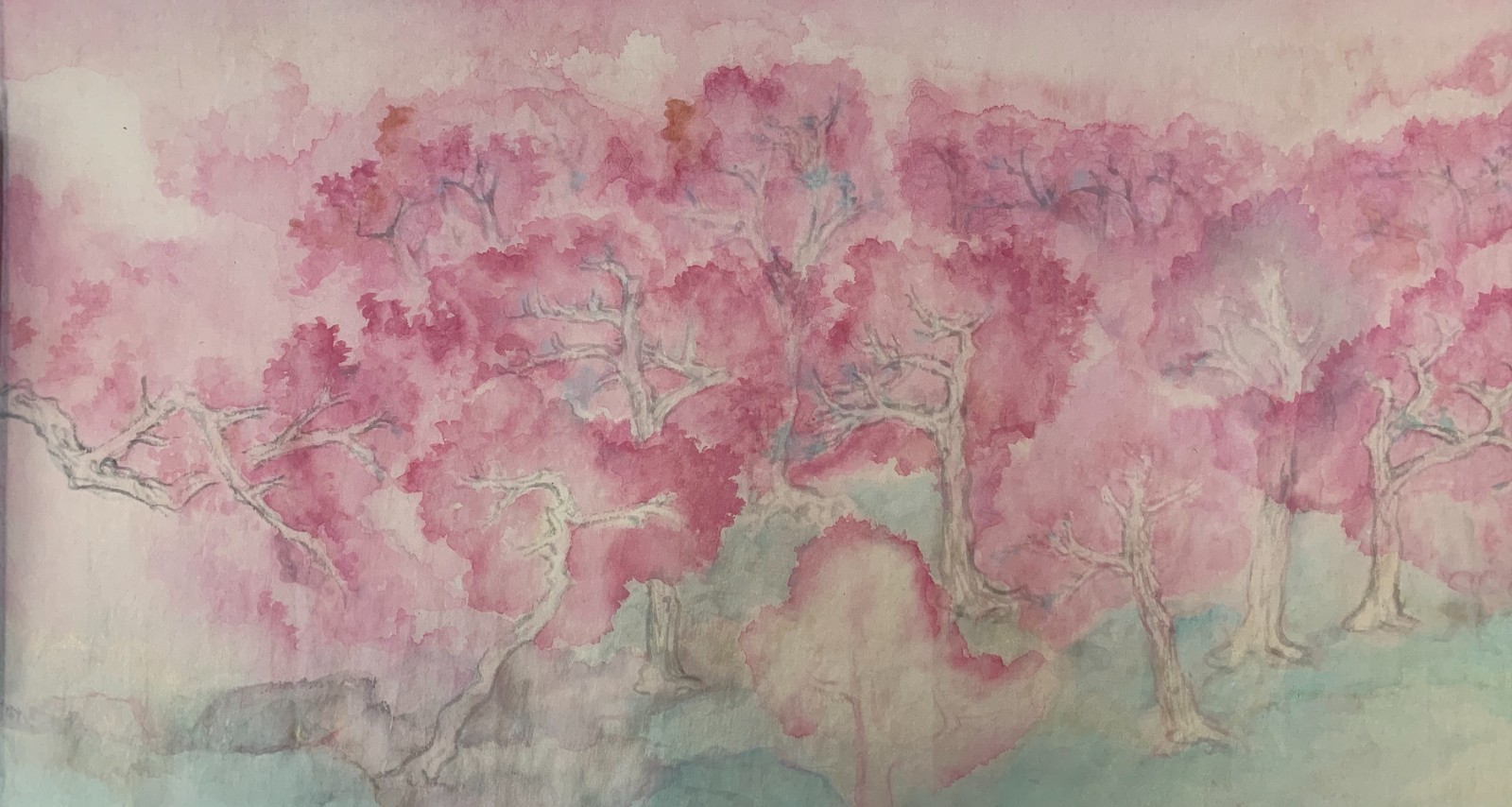 11 “Peach Blossom Spring 3”, ink and color on paper, 68x35cm, 2022.jpeg