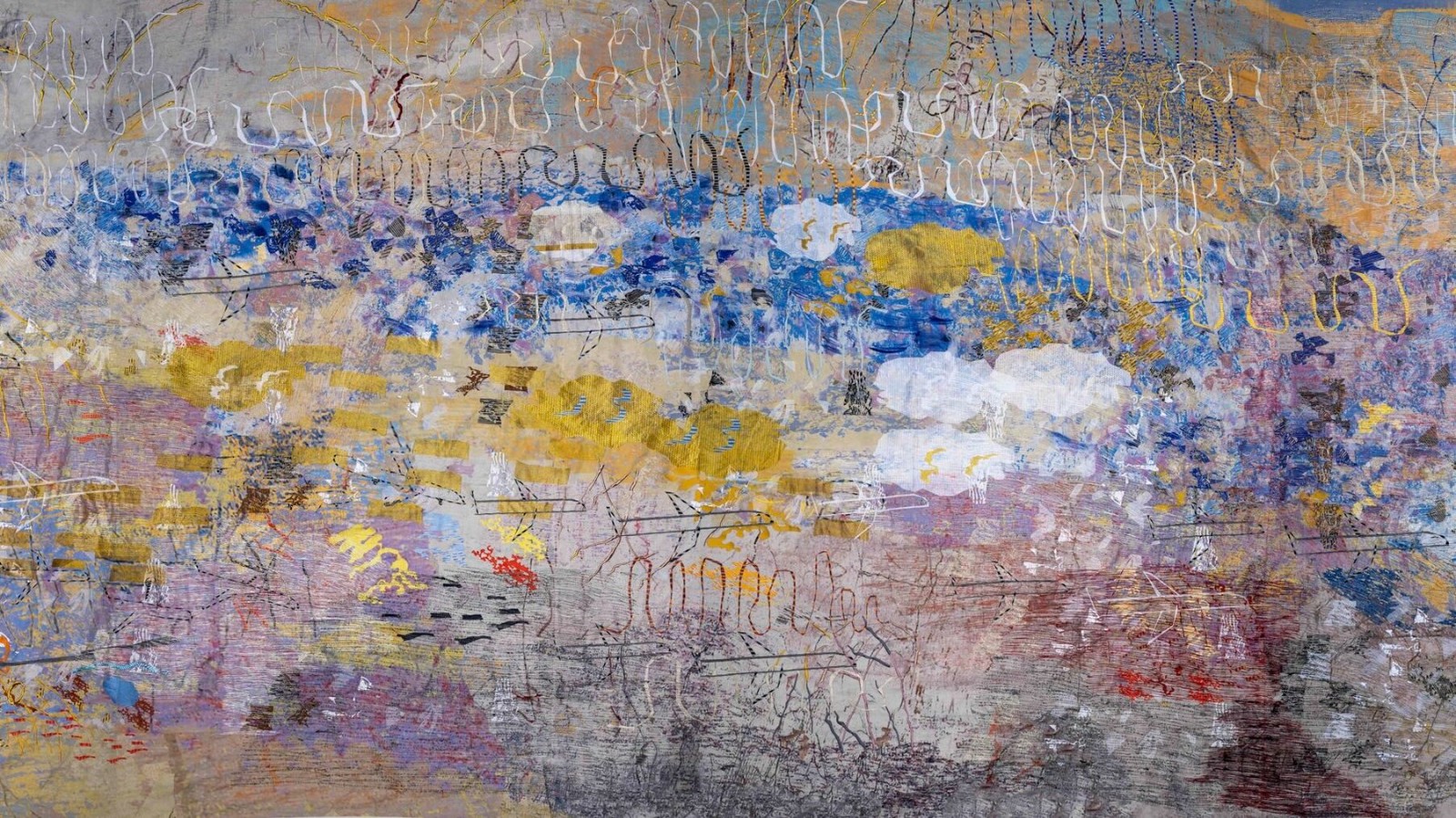 Alice Kettle, Flight Lines, 2022. Print on cloth, with embroidery, varrious threads, cotton, metallic, rayon. 269cmx7.2cmx804cm. Photo by Joe Low..jpg