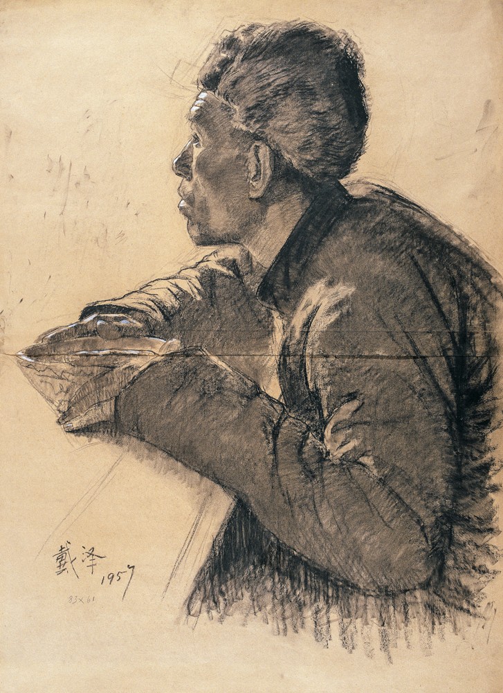 11 The Man Who Wears a Fur Hat (draft), pencil on paper, 83×61cm, 1957, collected by CAFAM.jpg