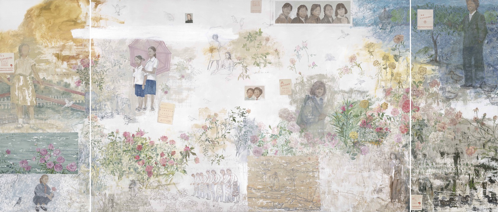 游春記之二，Spring Tour no.2, 200 x 80cm x 2 + 200 x 300cm, 布面油畫，2022.jpeg