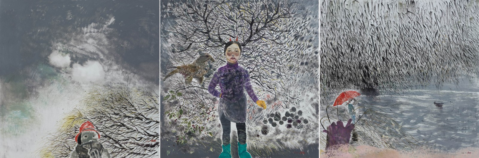 27《秋風秋雨奈何天》，布面油畫，200×200cm×3，2016.jpg