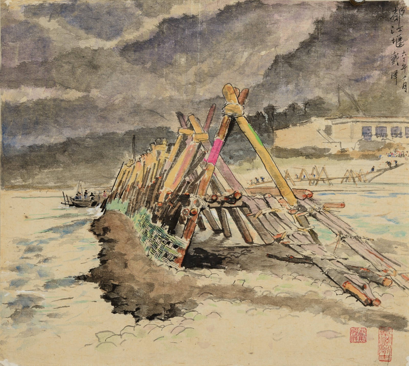 26 Dai Ze, “Dujiangyan”, 43×38.5cm, Chinese painting on paper, 1963, private collection.jpg