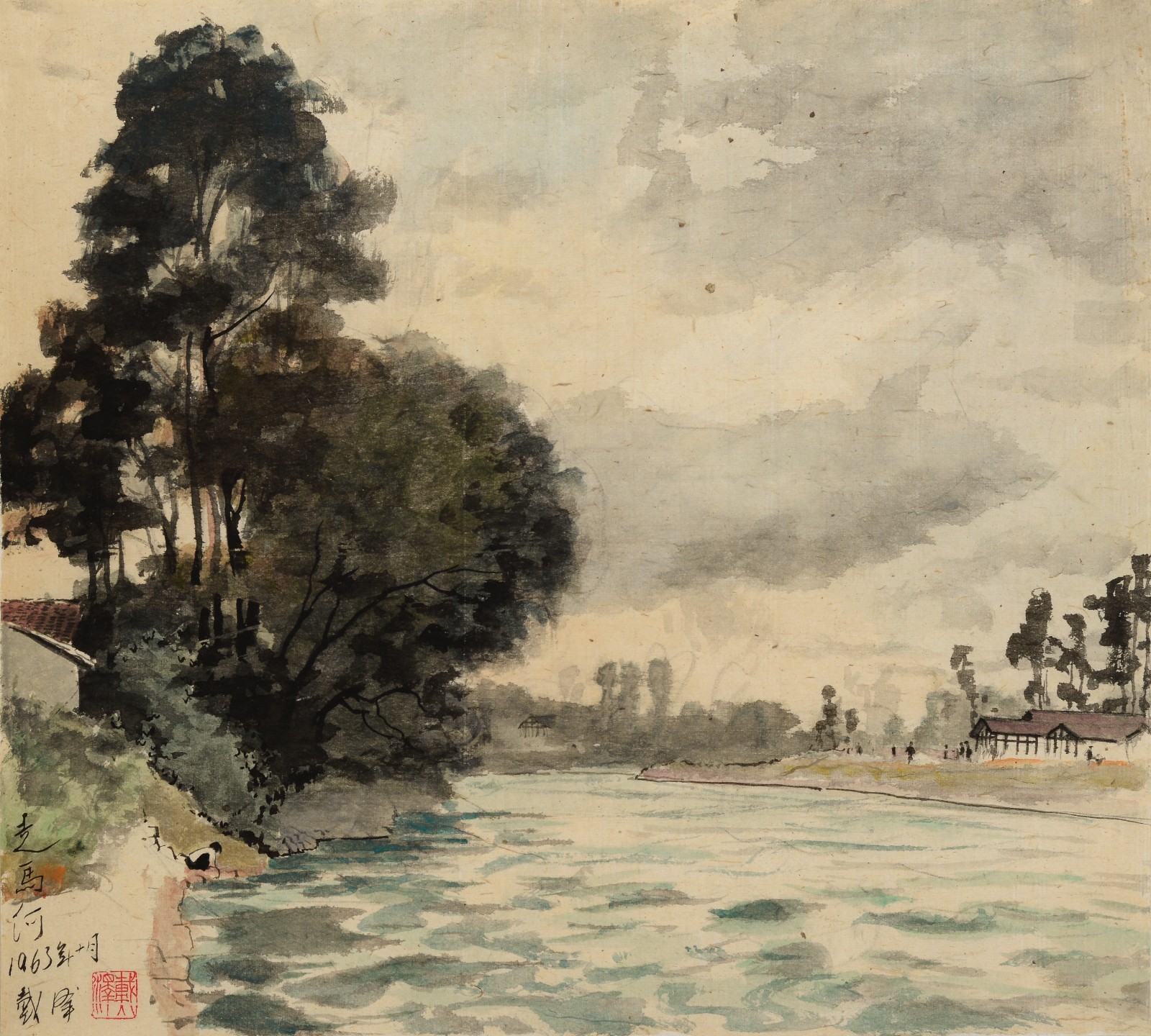 30 Dai Ze, “Zouma River in Chengdu”, 43×39cm, Chinese painting on paper, 1963, private collection.jpg