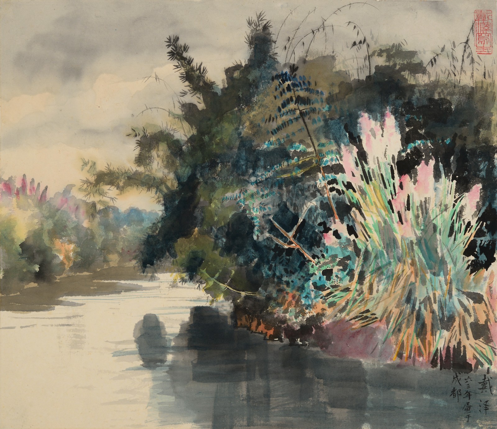 60 Dai Ze, “By the River in Chengdu”, 40×34.5cm, Chinese painting on paper, 1963, private collection.jpg