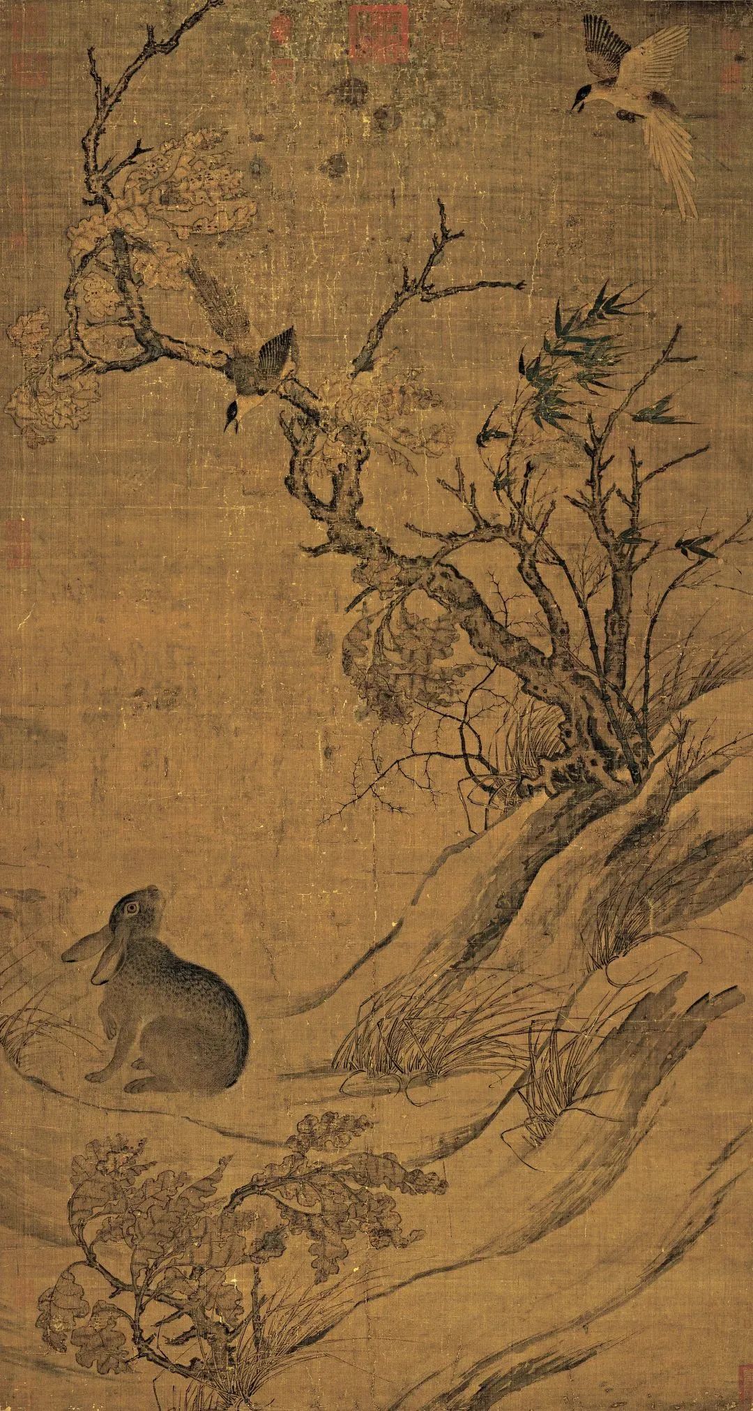 13宋 崔白 《雙喜圖》 絹本淡設(shè)色 193.7x103.4cm 臺北故宮博物院藏.jpg