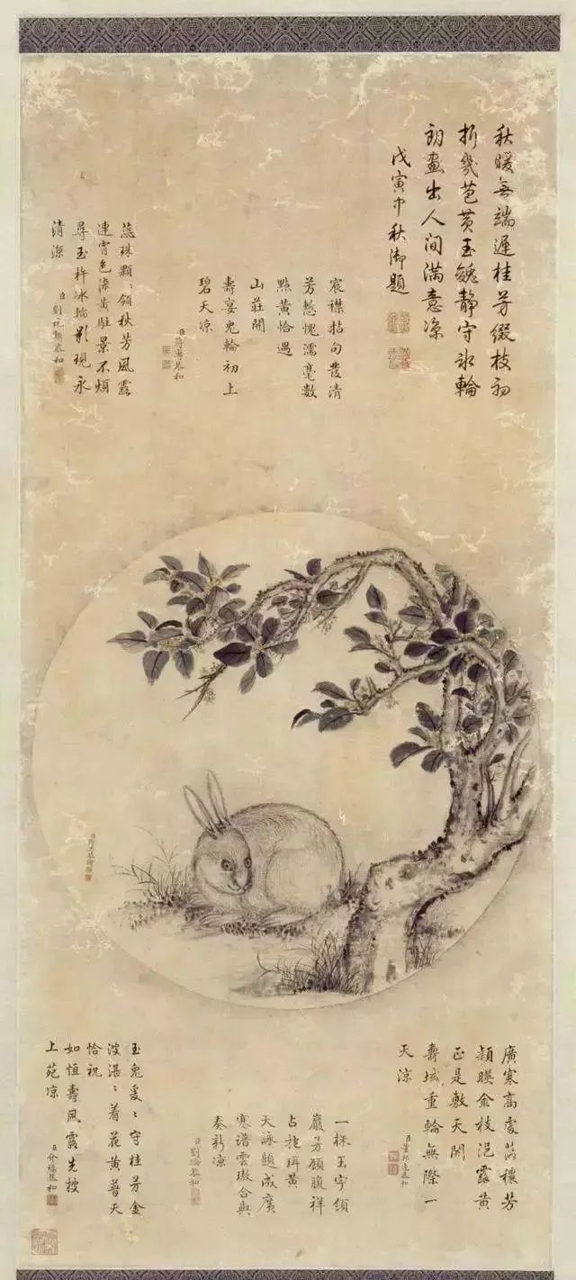 28 清 蔣溥 月中桂兔圖 紙本設(shè)色 99.3×43.5cm 故宮博物院藏.jpg