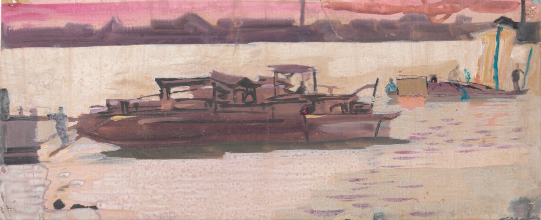 7.袁運生，《家門外護(hù)城河一景》，29.7×56.5cm，1950年初.jpg