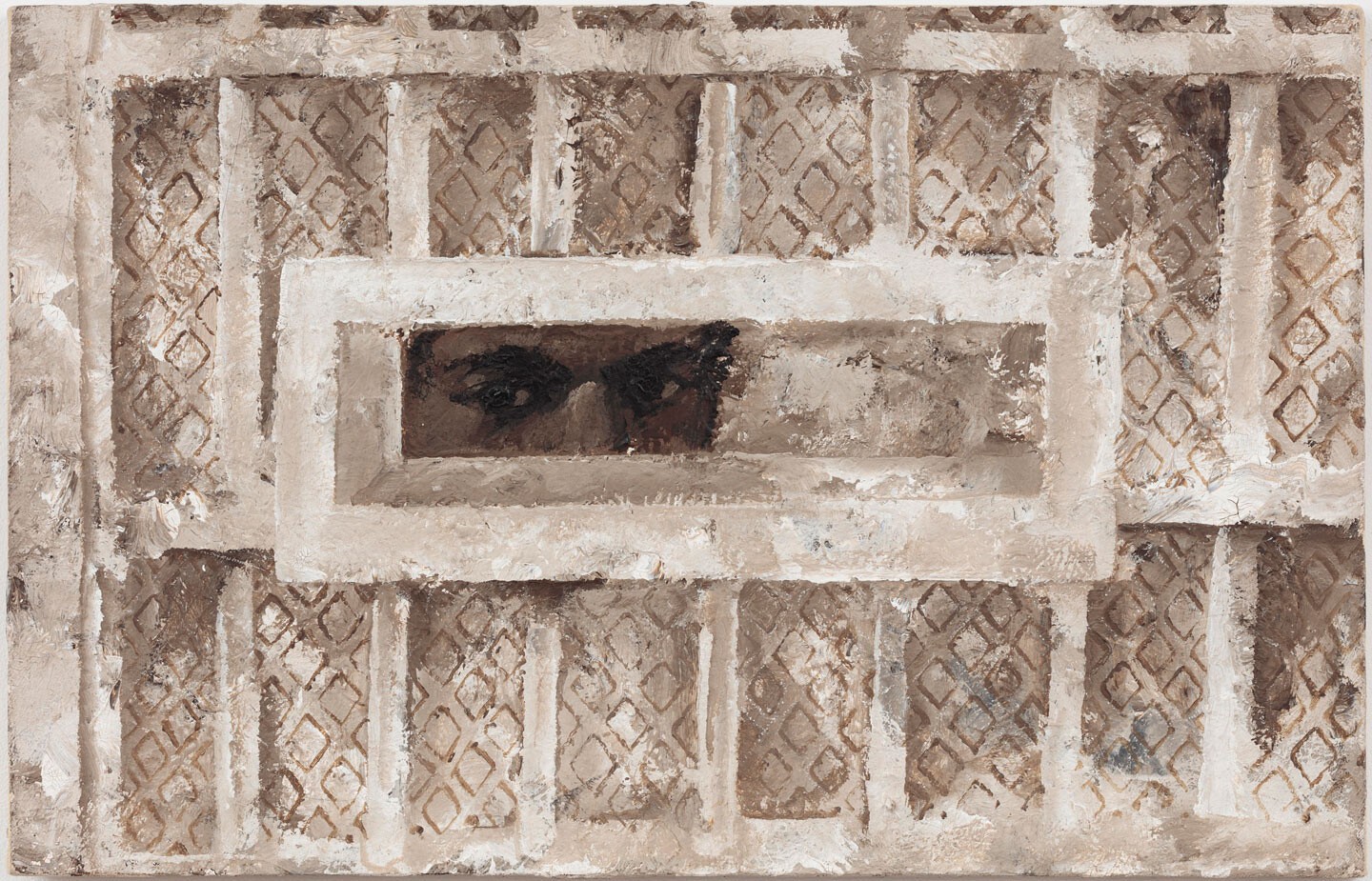 Martin Wong, Cell Door Slot, 1986. Acrylic on canvas, 45.7 x 71.1 cm. Courtesy of the Martin Wong Foundation and P.P.O.W, New York. ? Martin Wong Foundation..jpg