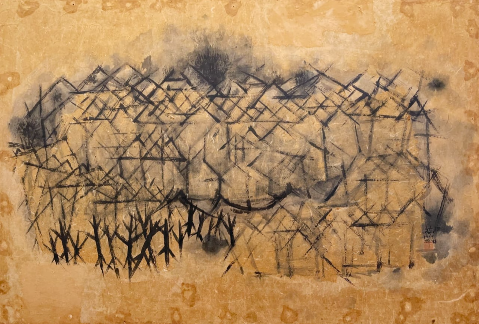 Yu-ho Tseng, Shan Ling(Mountain and Tree), 1959, Mixed media, 25x35in.png