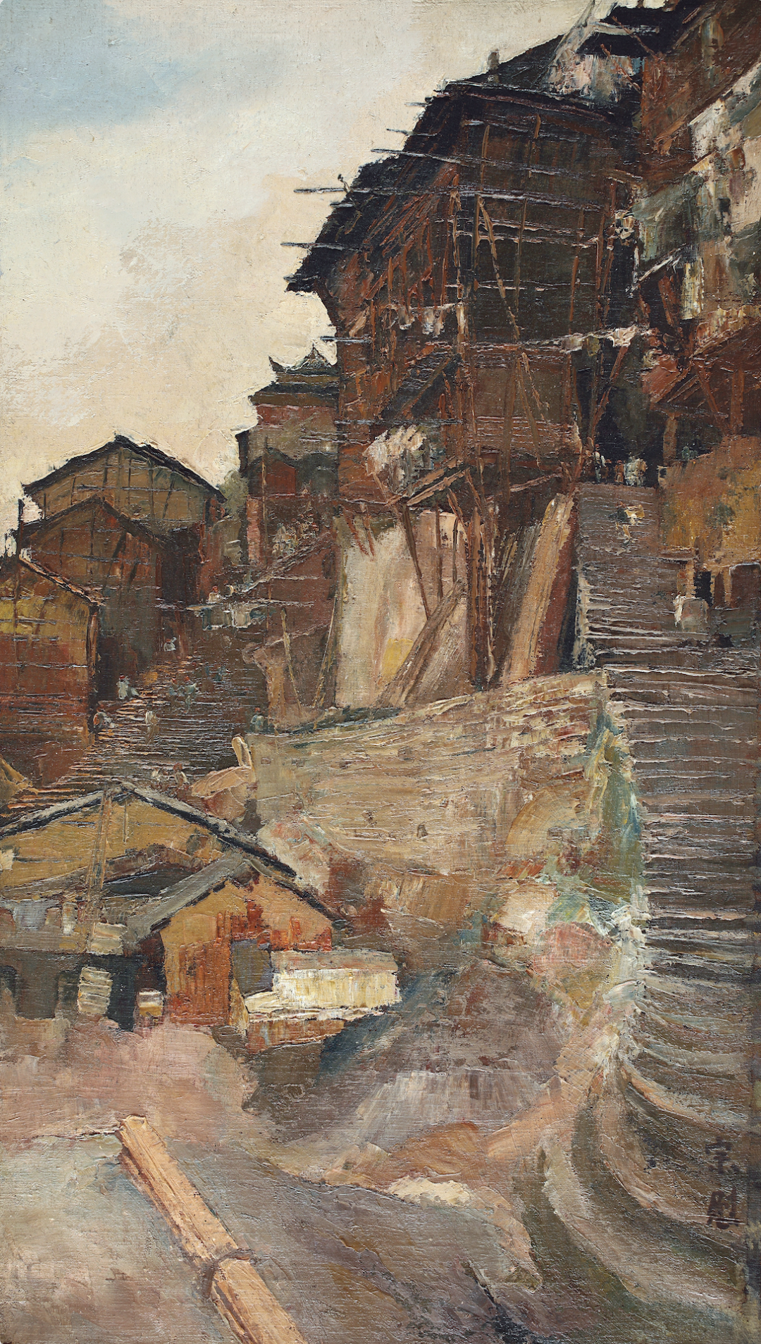 10孫宗慰《渝郊風(fēng)景》 布面油畫 ，62×35cm，1943年，家屬提供.png