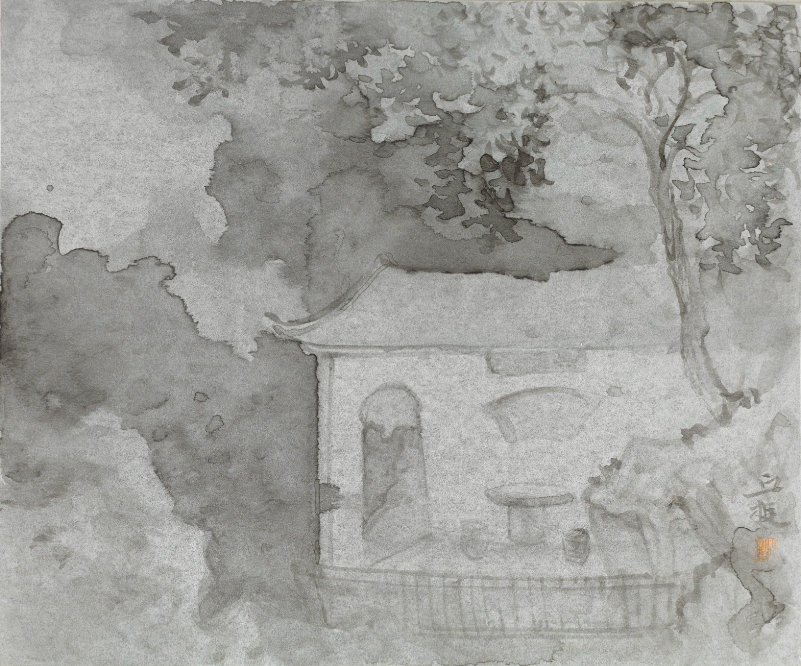 19.《與誰(shuí)同坐》38.2×46cm 銀箋水墨 2021年.jpg