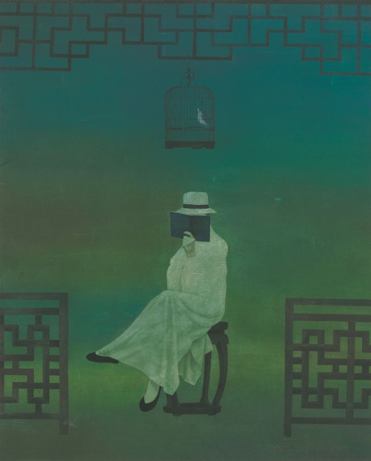 徐累，籠中對，63×51cm，紙本水墨設(shè)色，1994.jpg