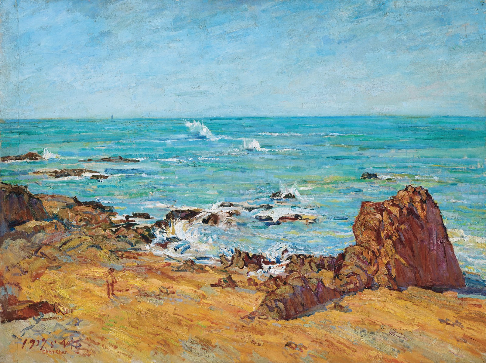 陳鈞德，《青島第三海水浴場》，布面油彩，90x120cm，1979.jpg