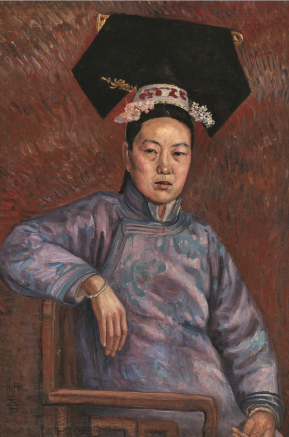 《旗裝女人像》，吳法鼎，布面油彩，94×63cm，20世紀(jì)20年代，中央美術(shù)學(xué)院美術(shù)館藏.png