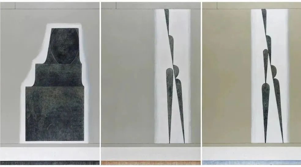 卜鏑，《白色青銅》，2022，布面、丙烯、鉛筆，180×110 cm  3張，圖片版權歸卜鏑所有，由藝術家惠允.jpg